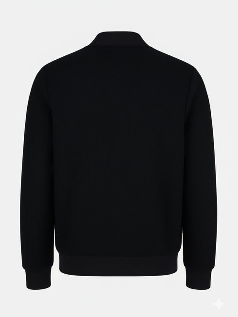 Black Structured Wool Bomber Jacket