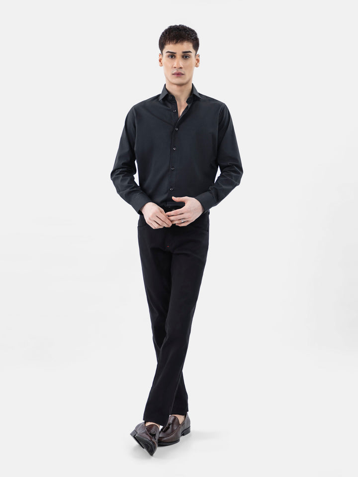 Black Super Fine Satin Shirt Brumano Pakistan