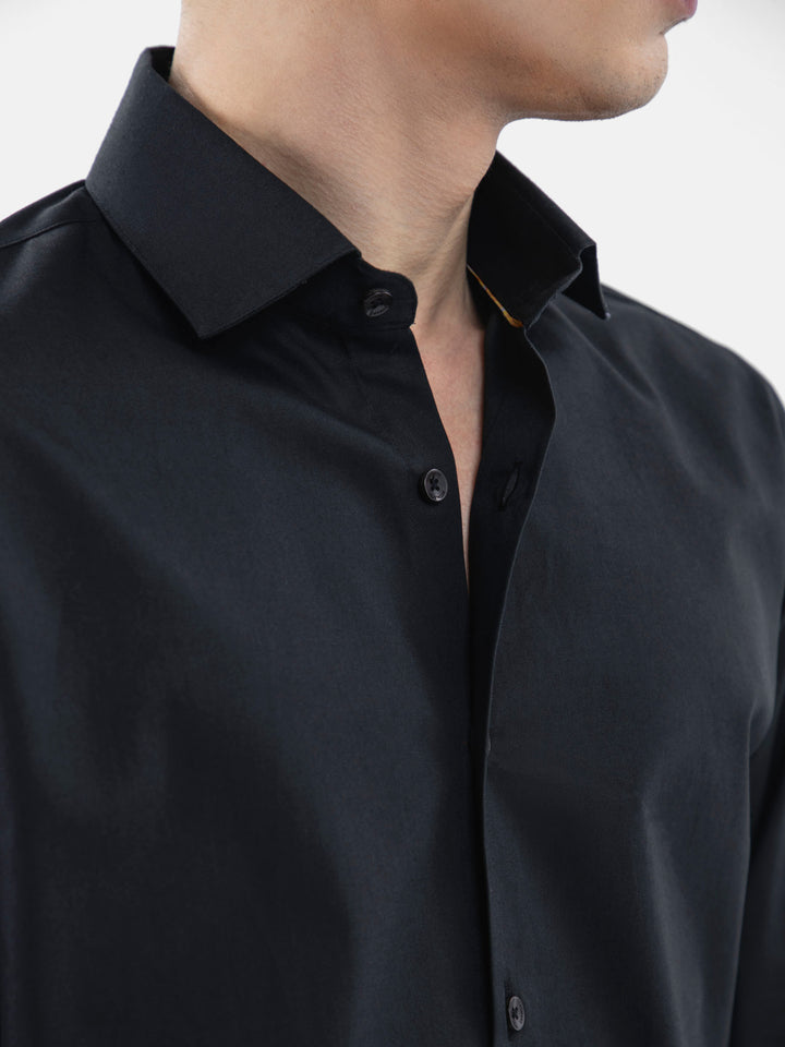 Black Super Fine Satin Shirt Brumano Pakistan