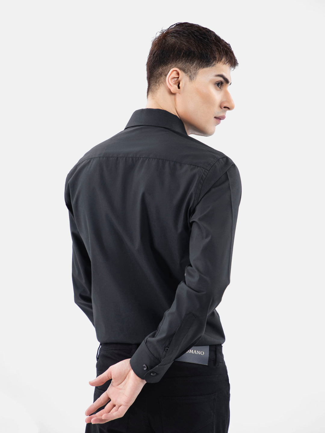 Black Super Fine Satin Shirt Brumano Pakistan
