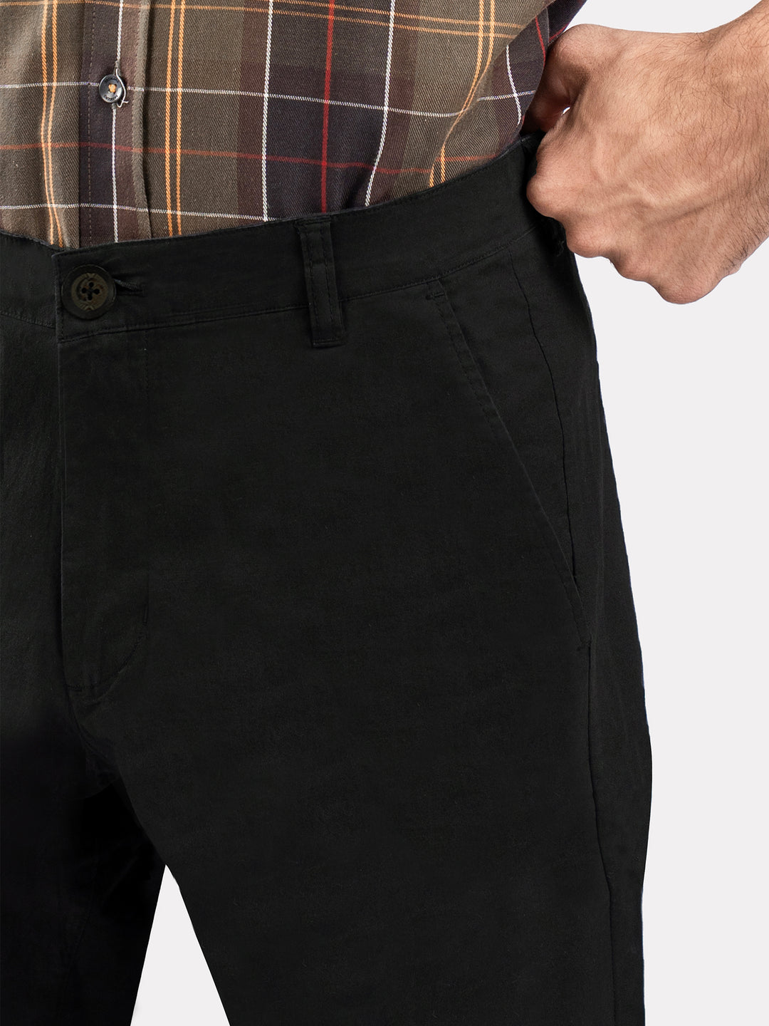 Black Twill Structured Semi Formal Chino