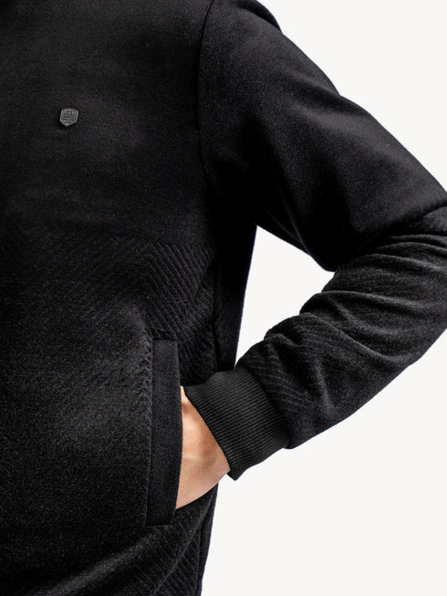 Black Two Tone Light Weight Wool Bomber Jacket