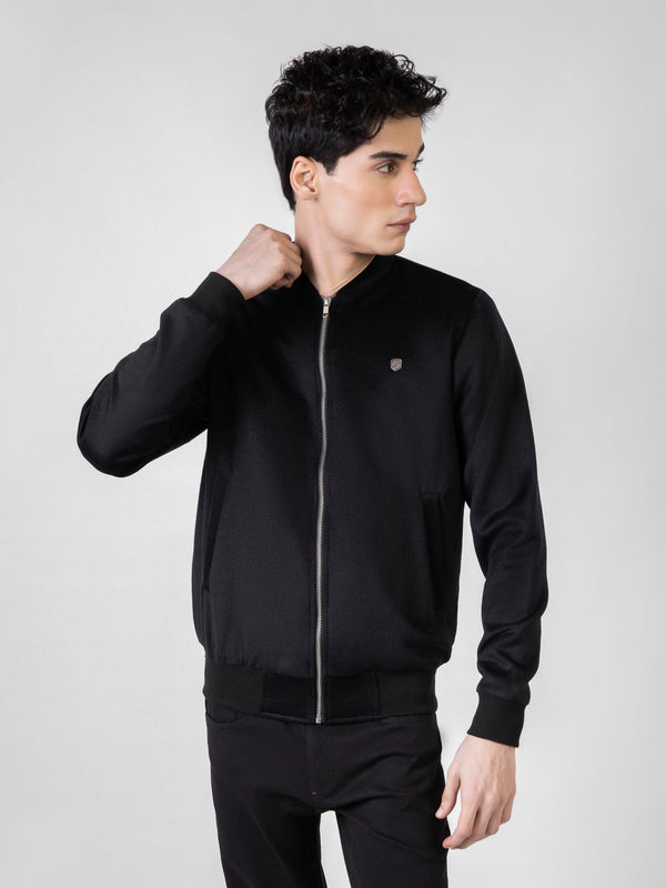 Black Wool Bomber Jacket