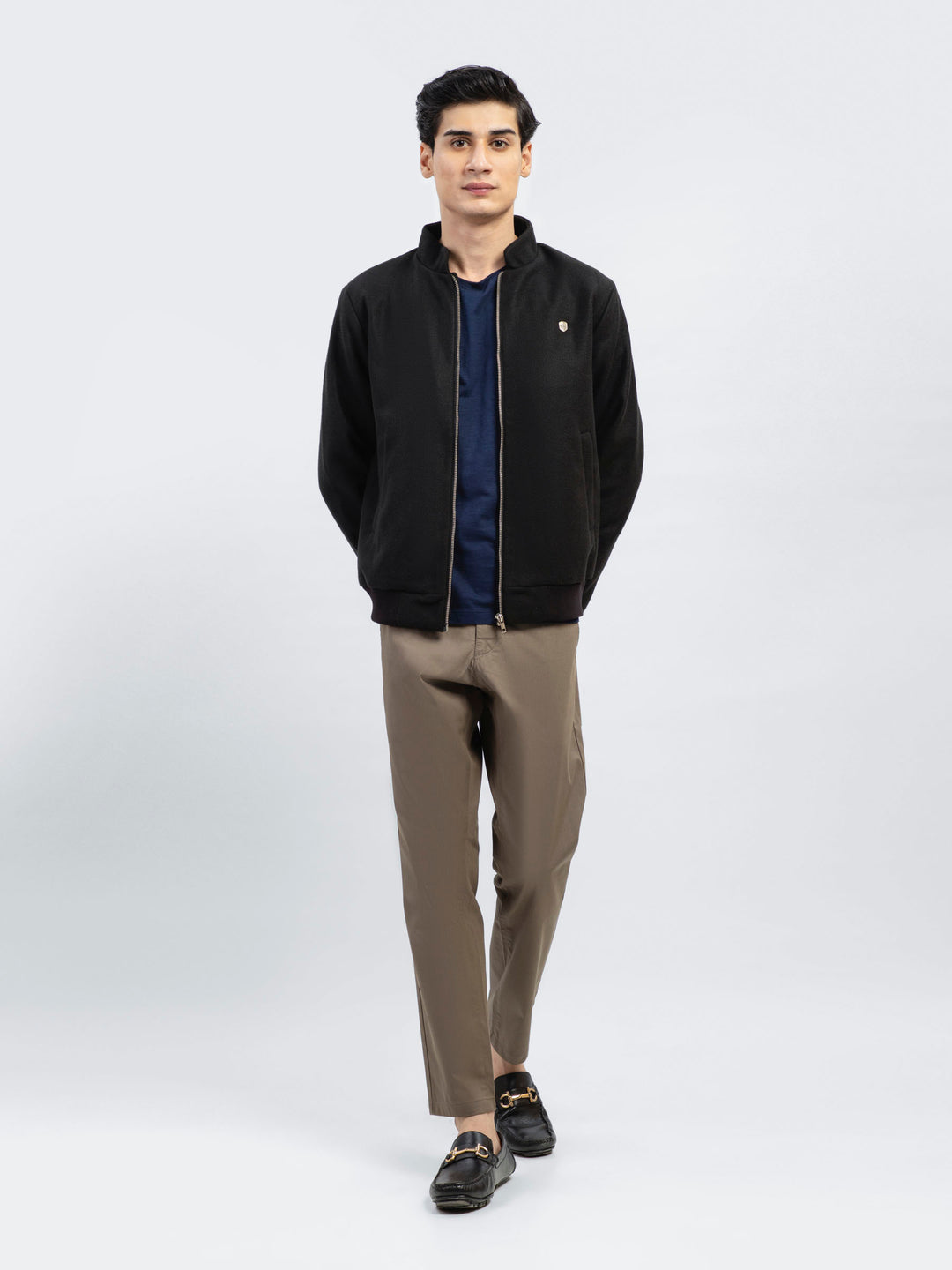 Black Wool Harrington Jacket - Limited Edition Brumano Pakistan