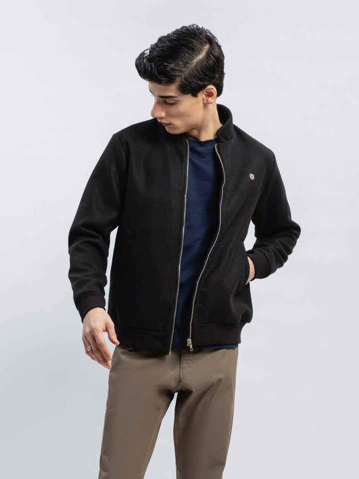 Black Wool Harrington Jacket - Limited Edition Brumano Pakistan