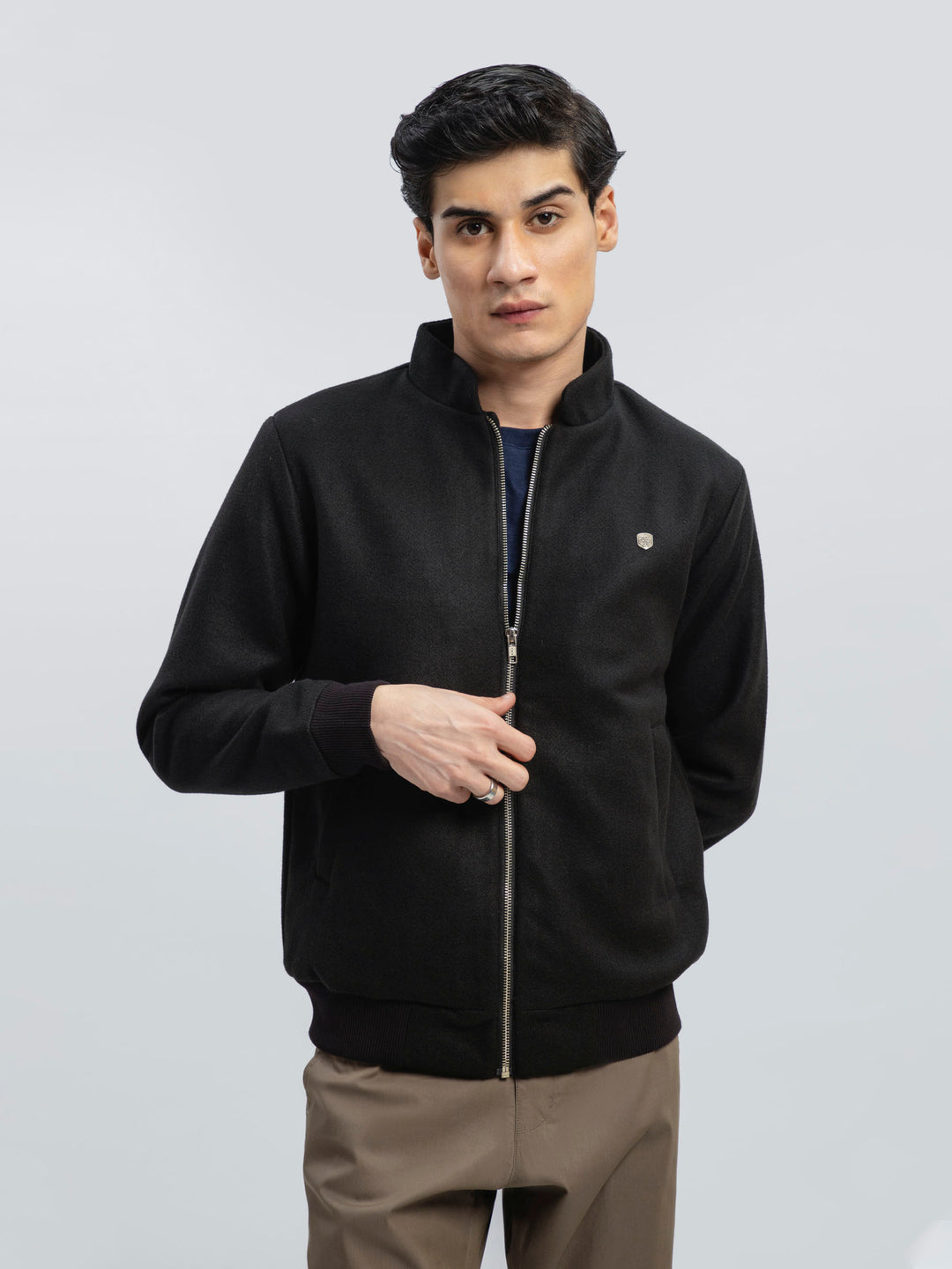 Black Wool Harrington Jacket - Limited Edition Brumano Pakistan