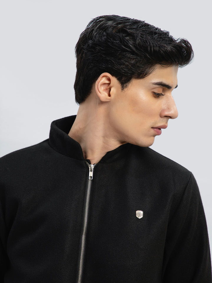 Black Wool Harrington Jacket - Limited Edition Brumano Pakistan