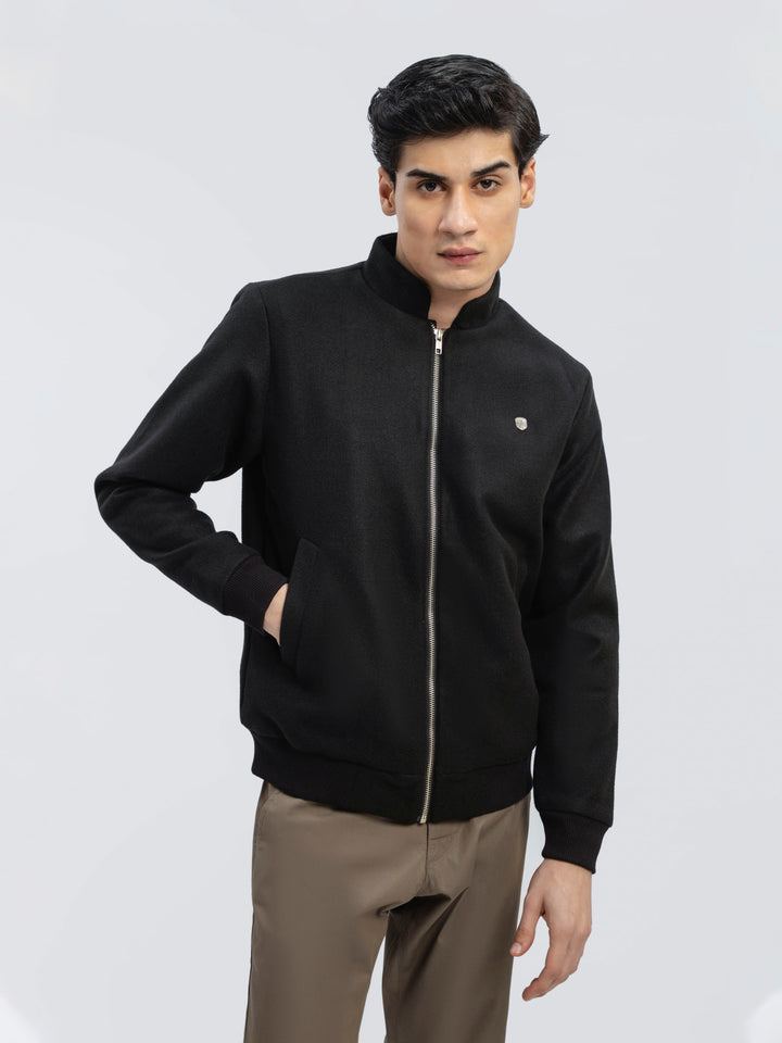 Black Wool Harrington Jacket - Limited Edition Brumano Pakistan