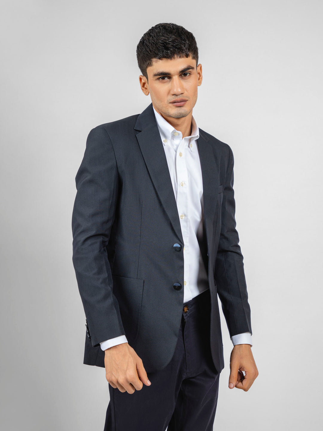 Black Wool Striped Structured Formal Blazer Brumano Pakistan