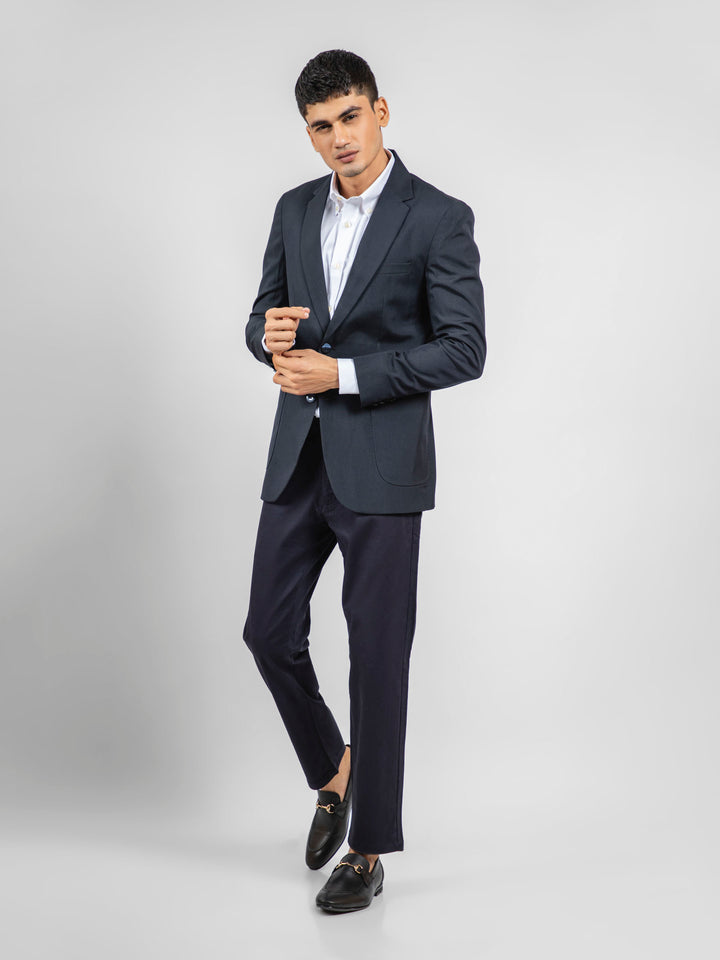 Black Wool Striped Structured Formal Blazer Brumano Pakistan