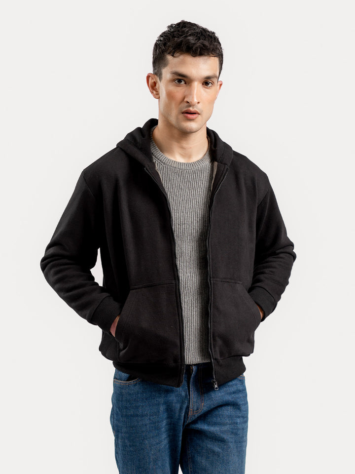 Black Zipper Hoodie Jacket