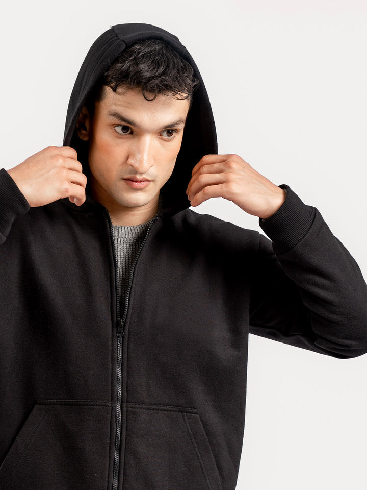 Black Zipper Hoodie Jacket