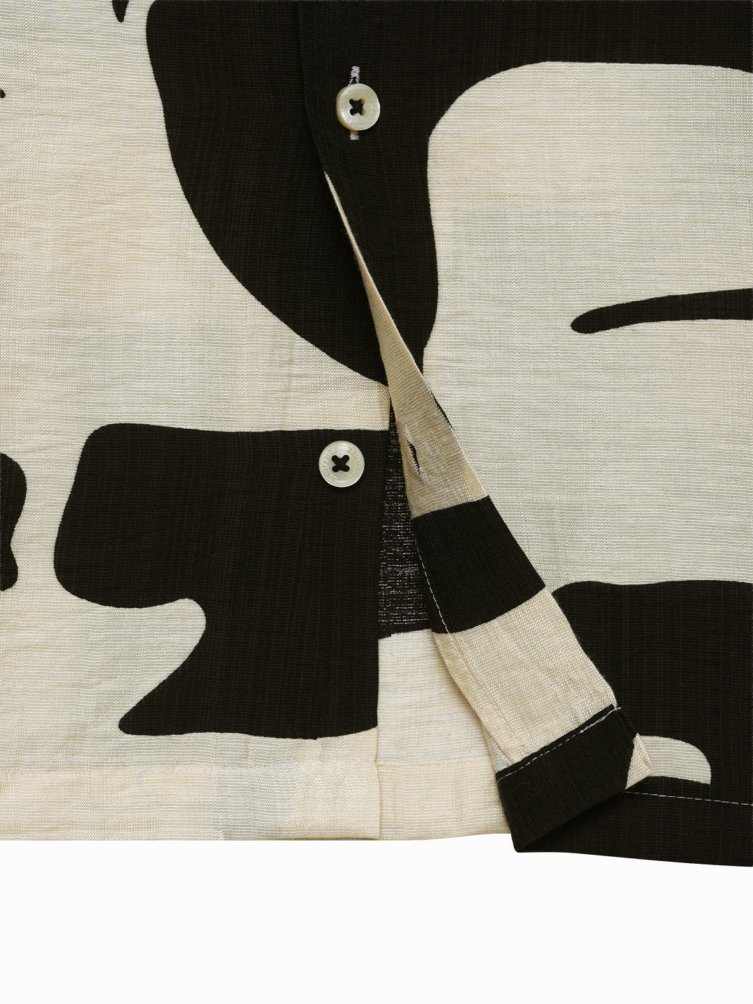 Black & Beige Bold Printed Cuban Collar Shirt - Junior