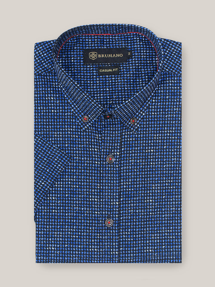Black & Blue Printed Half Sleeve Shirt Brumano Pakistan