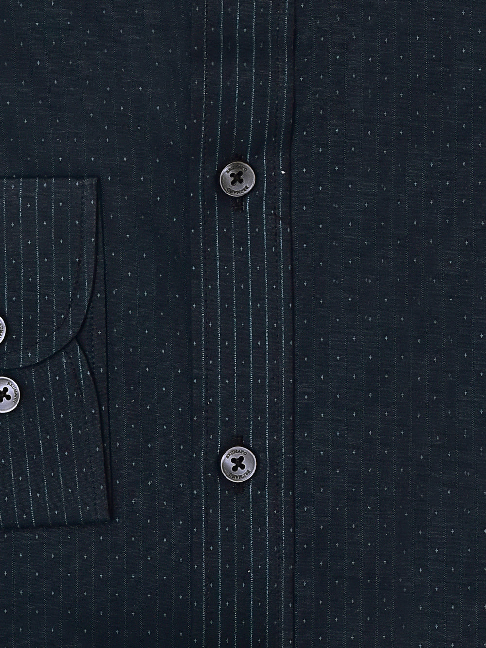 Black & Dark Green Striped Button Down Shirt