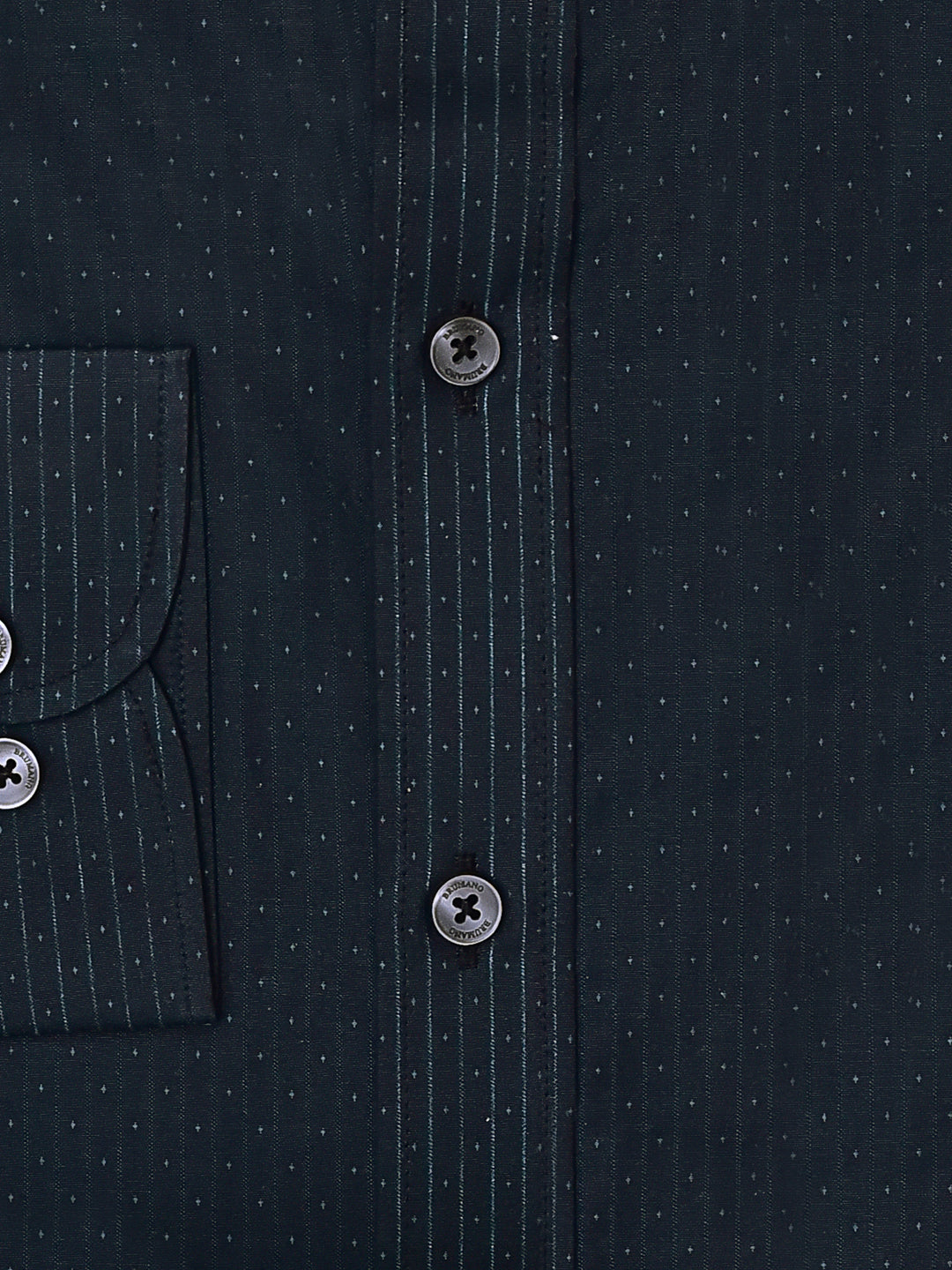 Black & Dark Green Striped Button Down Shirt Brumano Pakistan