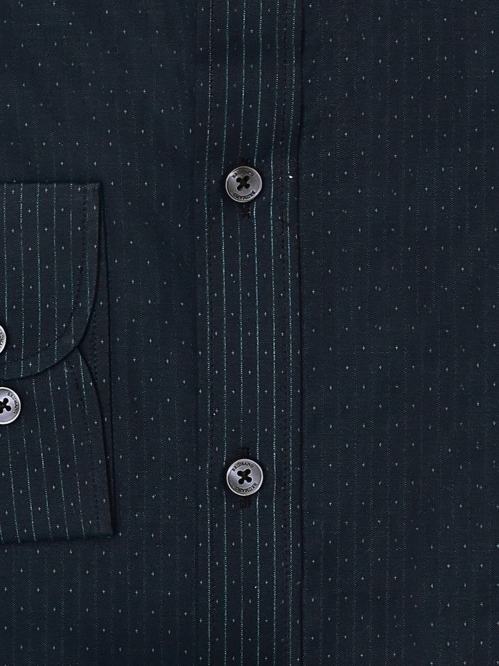 Black & Dark Green Striped Button Down Shirt Brumano Pakistan