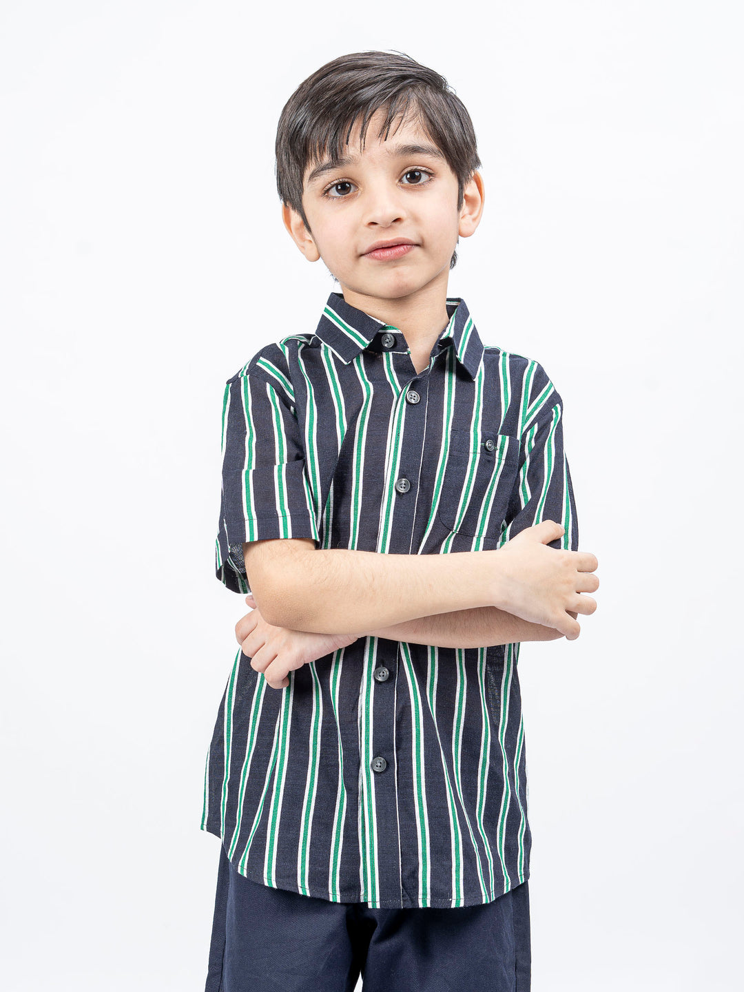 Black greenboldstripedhalfsleevecasualshirtbrumanopakistan2