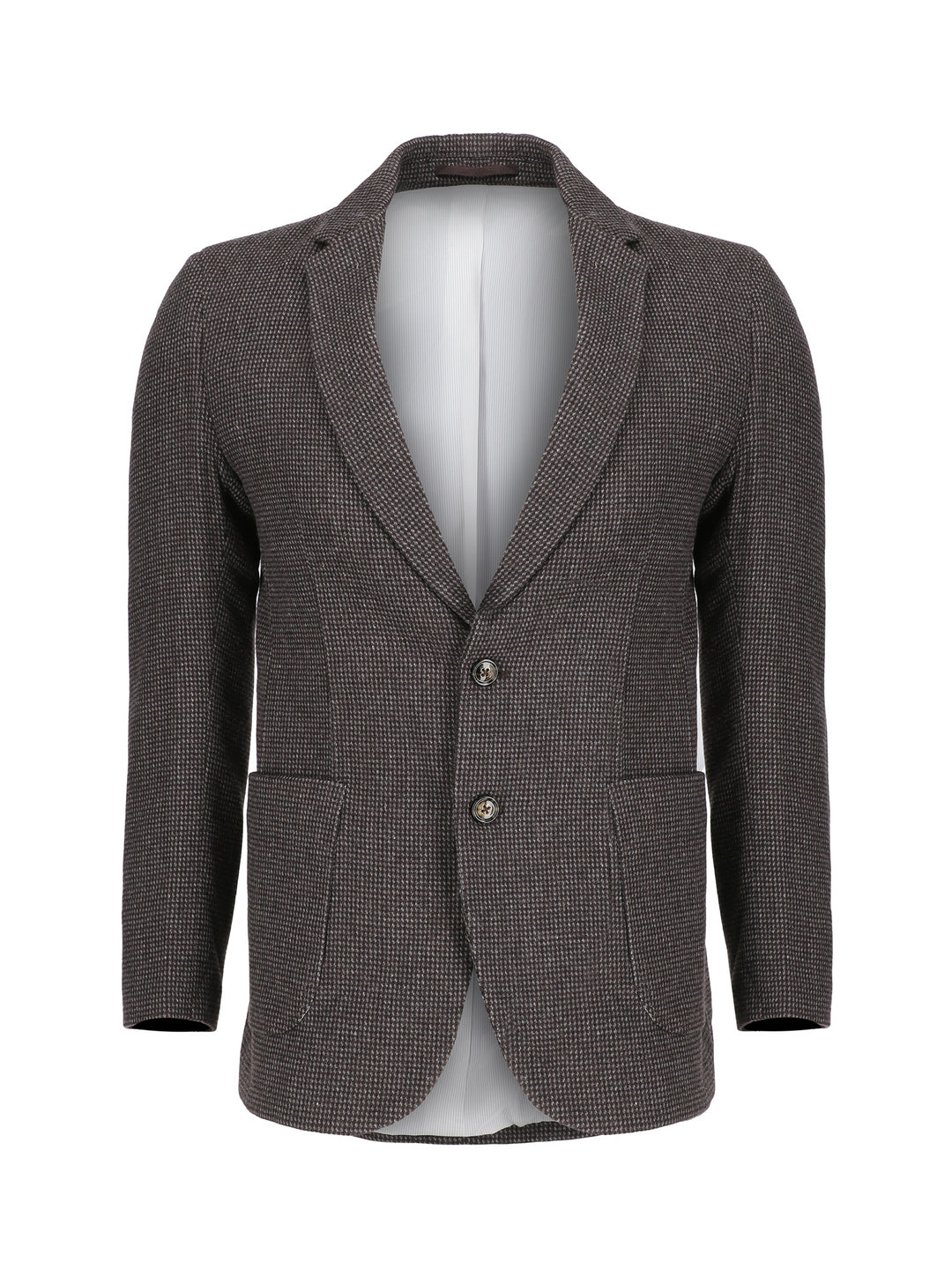 Black & Grey Dobby Structured Wool & Cashmere Blazer - Sartoria
