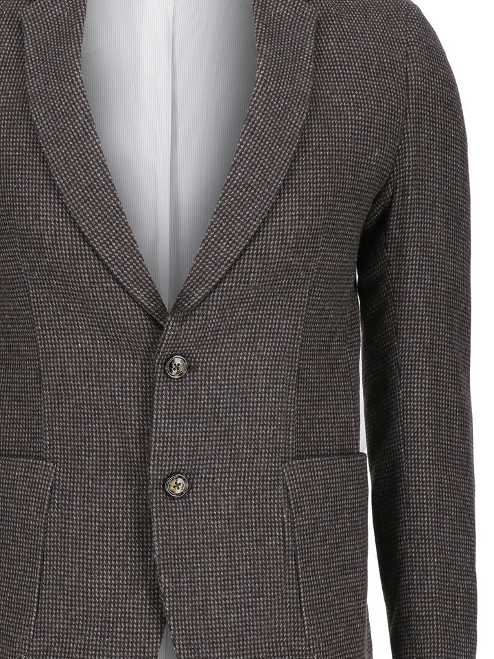 Black & Grey Dobby Structured Wool & Cashmere Blazer - Sartoria