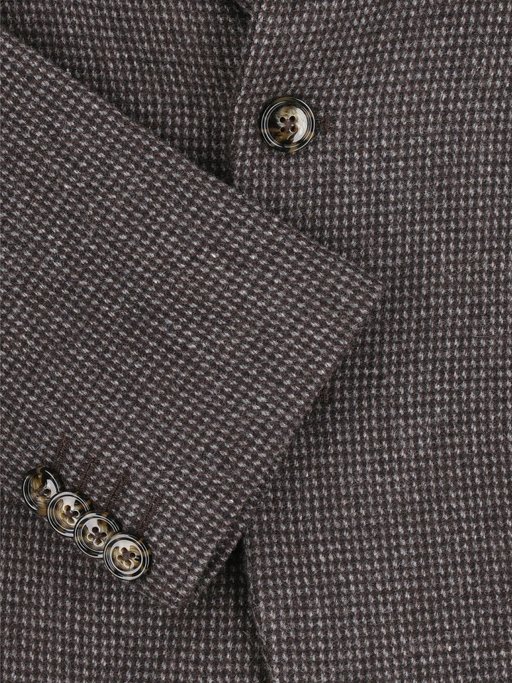 Black & Grey Dobby Structured Wool & Cashmere Blazer - Sartoria