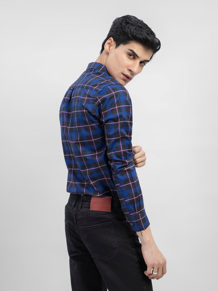 Black & Navy Blue Checkered Shirt Brumano Pakistan