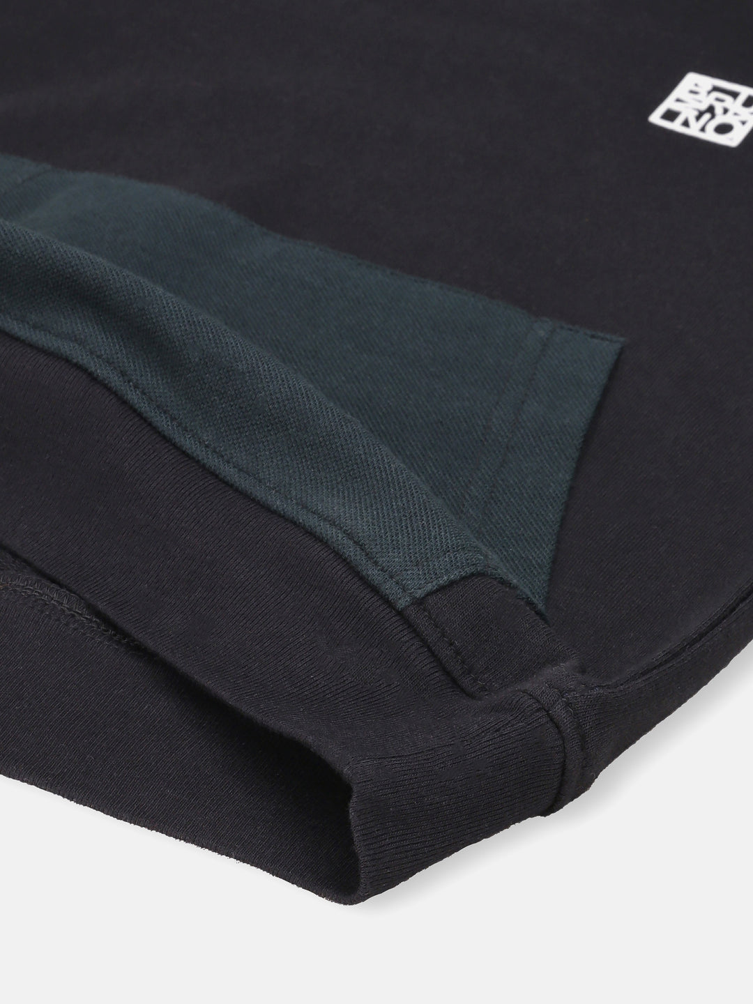 Black & Neon Green Sweatshirt With Contrasting Sleeves & Hood