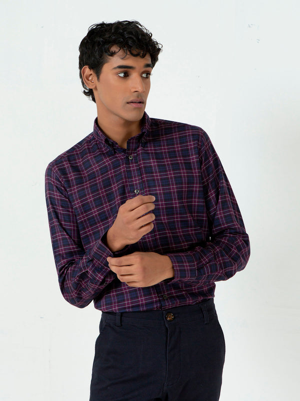 Black & Purple Checkered Light Weight Shirt Brumano Pakistan