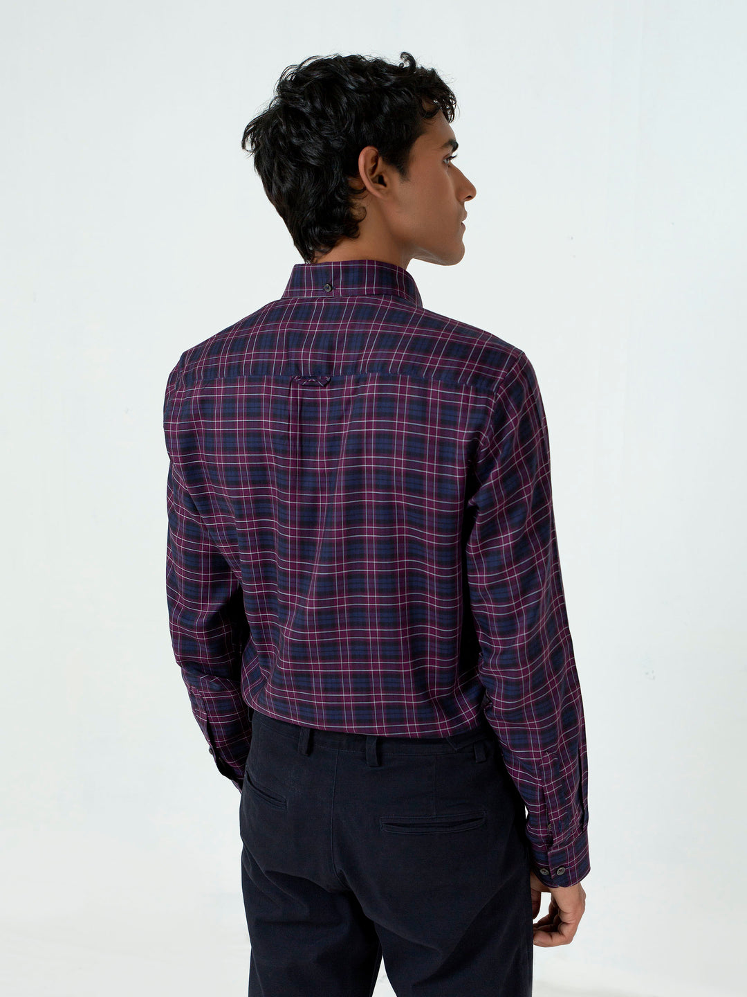 Black & Purple Checkered Light Weight Shirt Brumano Pakistan