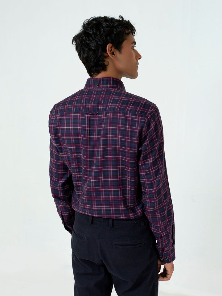 Black & Purple Checkered Light Weight Shirt Brumano Pakistan