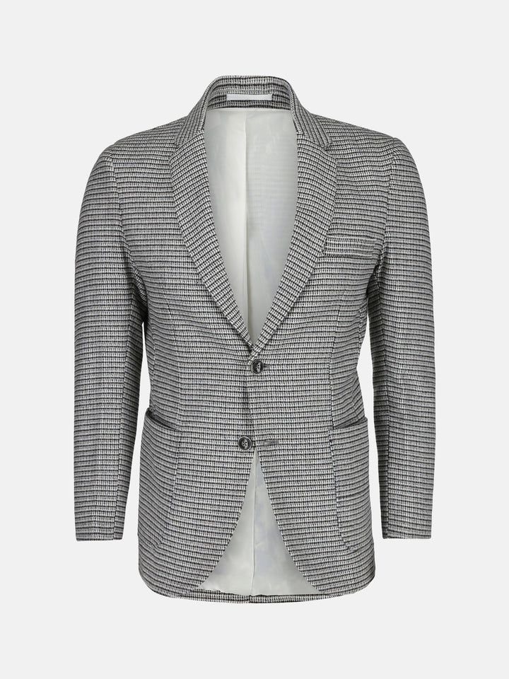 Black & White Houndstooth Wool & Cashmere Blazer - Sartoria Brumano Pakistan
