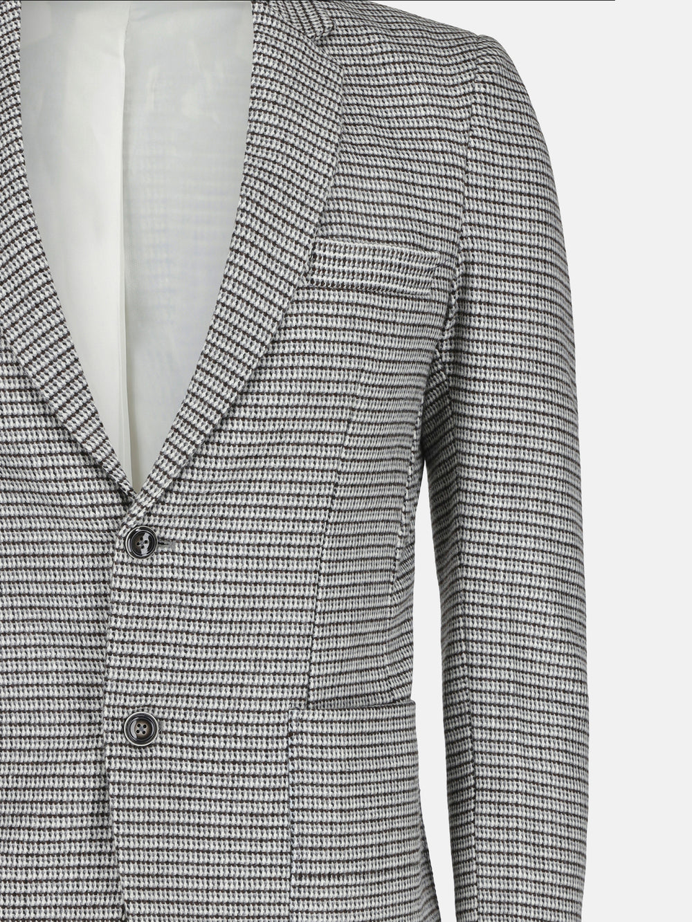 Black & White Houndstooth Wool & Cashmere Blazer - Sartoria