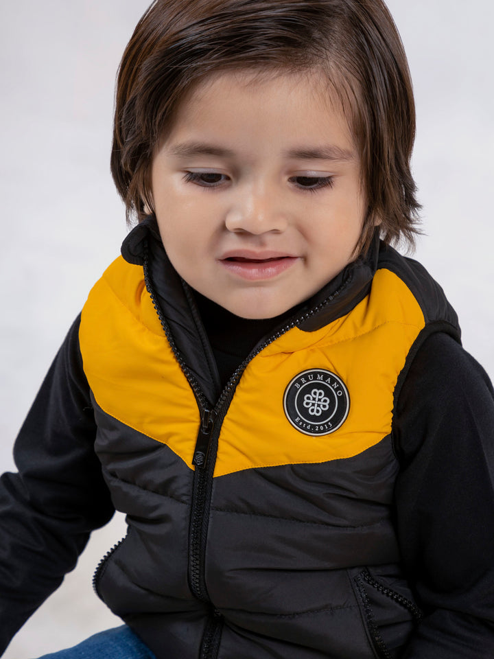Black & Yellow Quilted Sporty Casual Gilet Brumano Pakistan