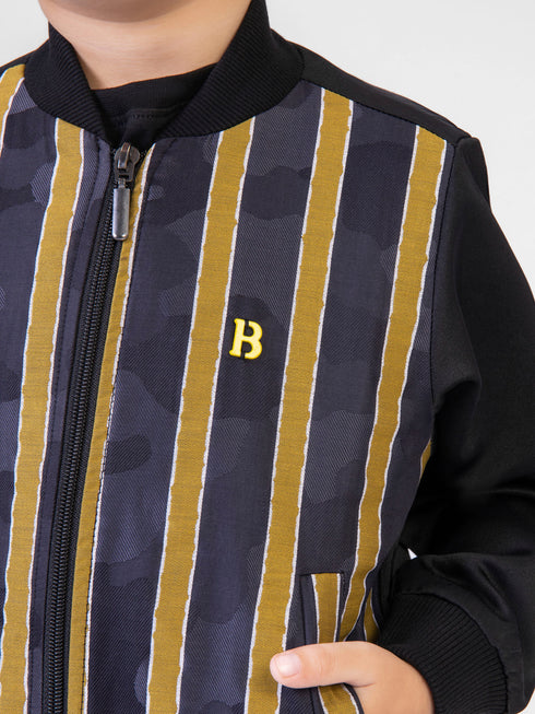 Black & Yellow Striped Light Weight Bomber Jacket