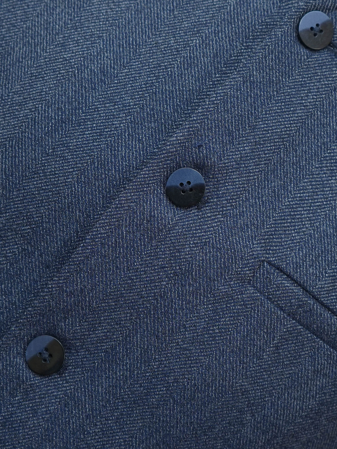 Blue-Wool-Herringbone-Structured-Waistcoat - Sartoria-Brumano-Pakistan