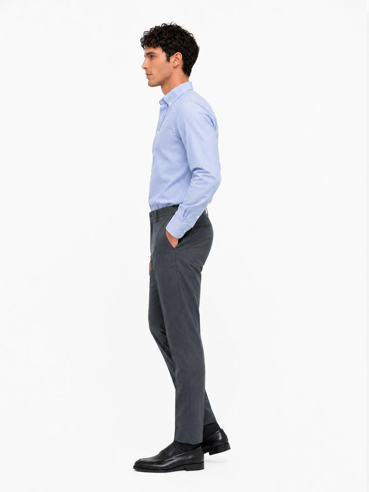 Men blue smart casual shirt side view