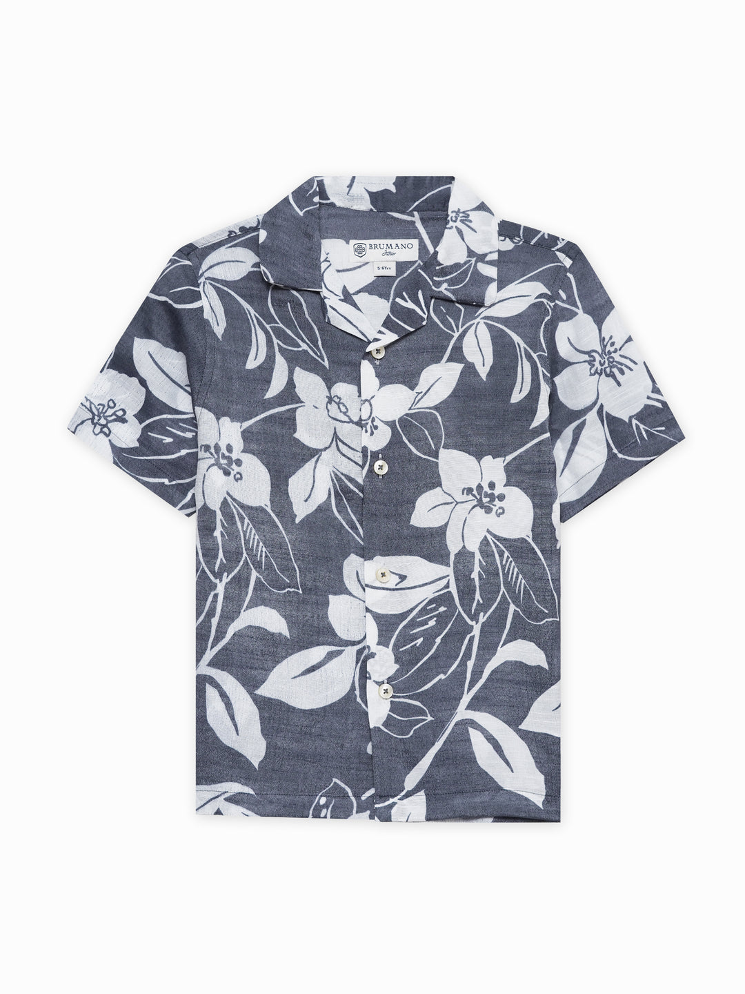 Blue bold floral printed cuban collar shirt   junior