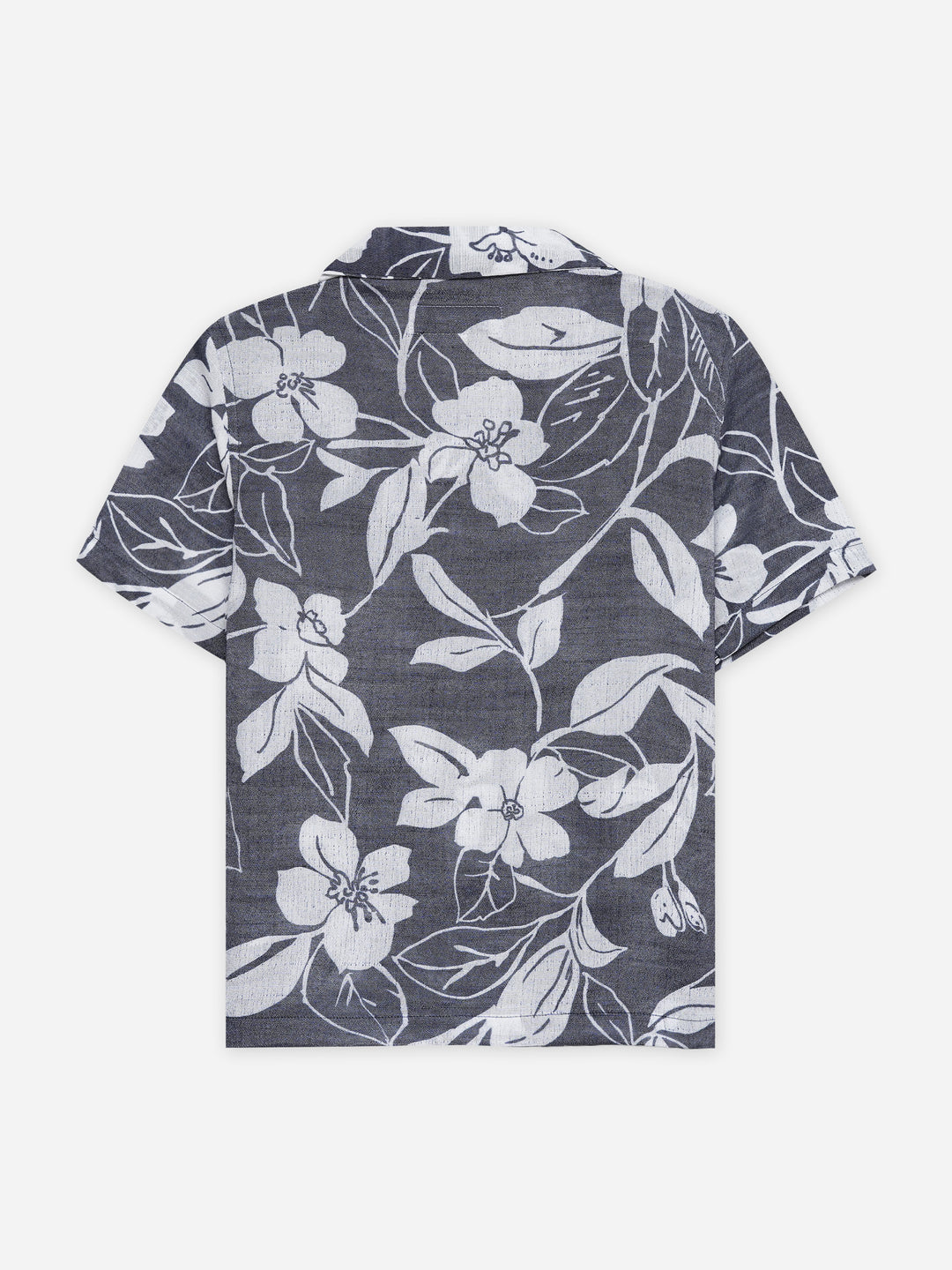 Blue Bold Floral Printed Cuban Collar Shirt - Junior