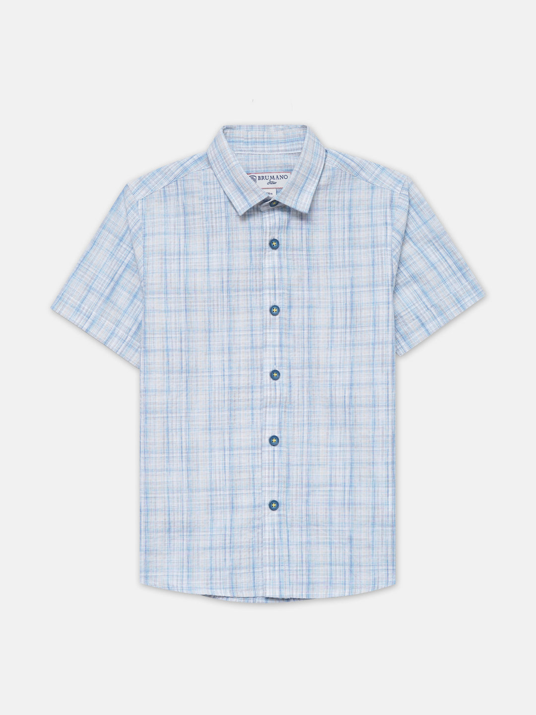 Blue checkered seersucked half sleeve shirt junior brumano pakistan