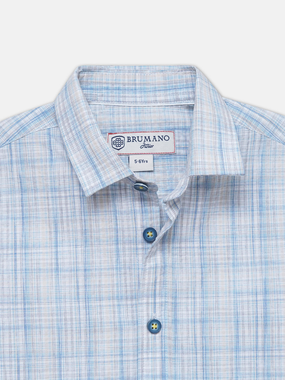 Blue checkered seersucked half sleeve shirt junior brumano pakistan1