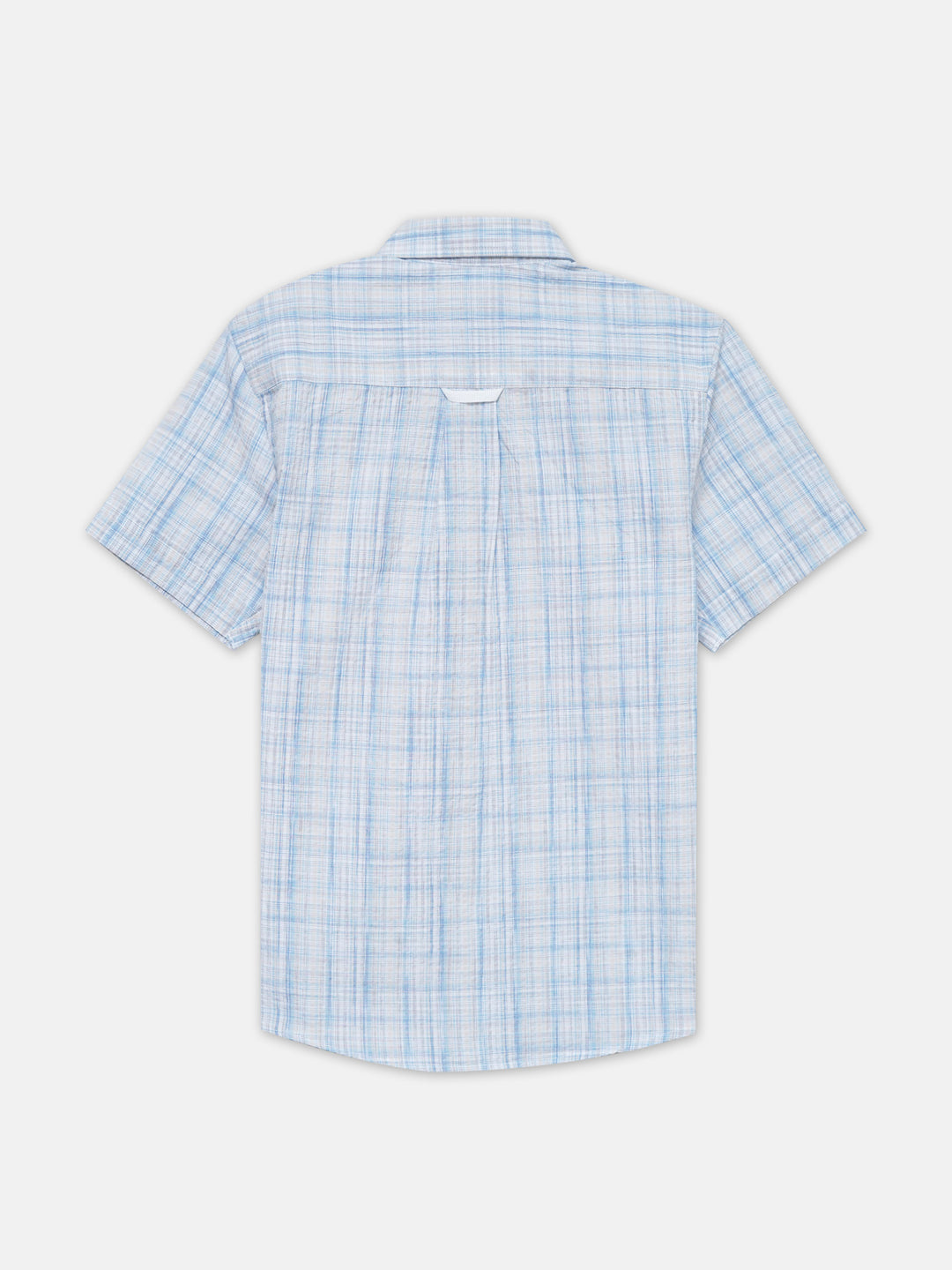 Blue Checkered Seersucked Half Sleeve Shirt - Junior