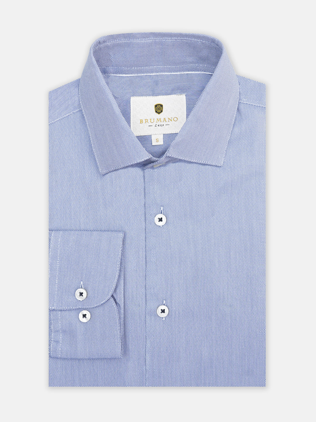 Blue dobby structured formal shirt   luxe