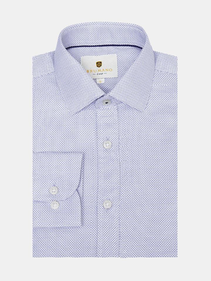 Blue Fine Jacquard Patterned Formal Shirt - Luxe