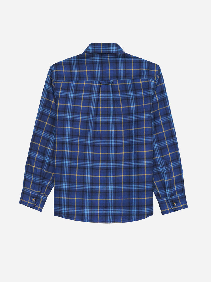 Blue Flannel Checkered Long Sleeve Shirt - Junior