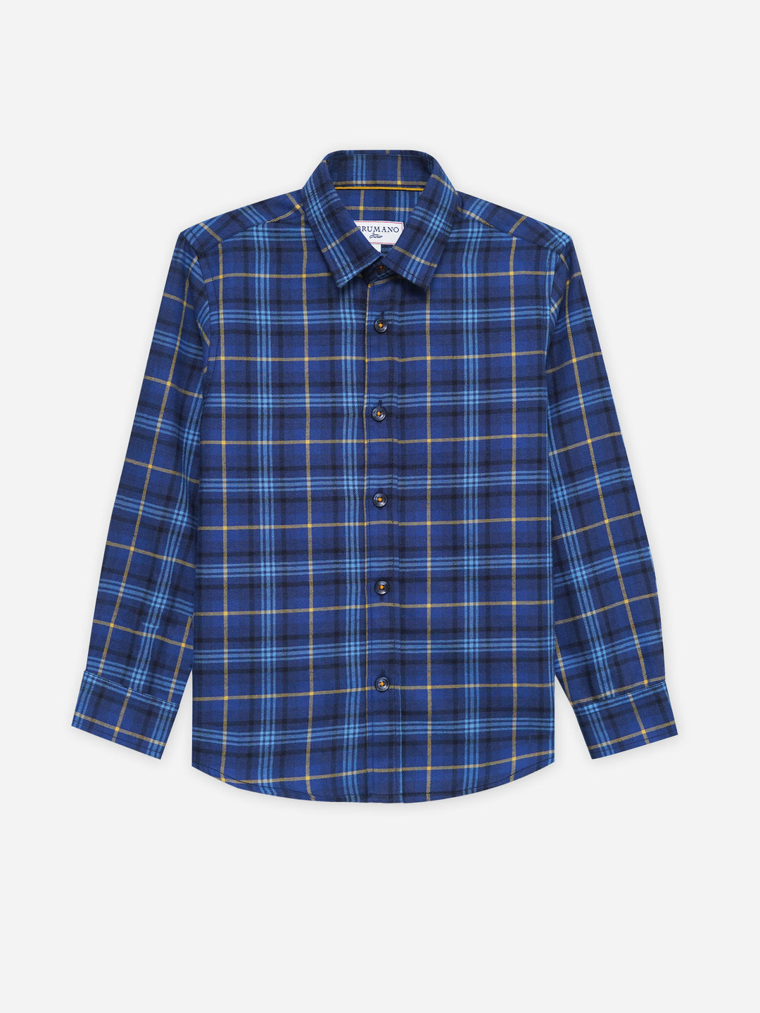 Blue Flannel Checkered Long Sleeve Shirt - Junior
