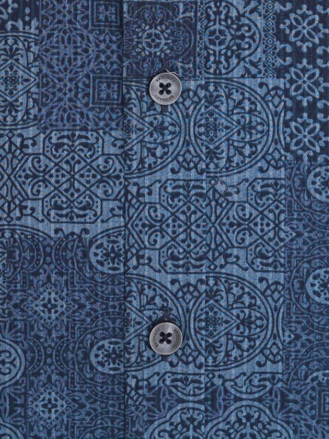 Blue Geometric Printed Slim Fit Shirt