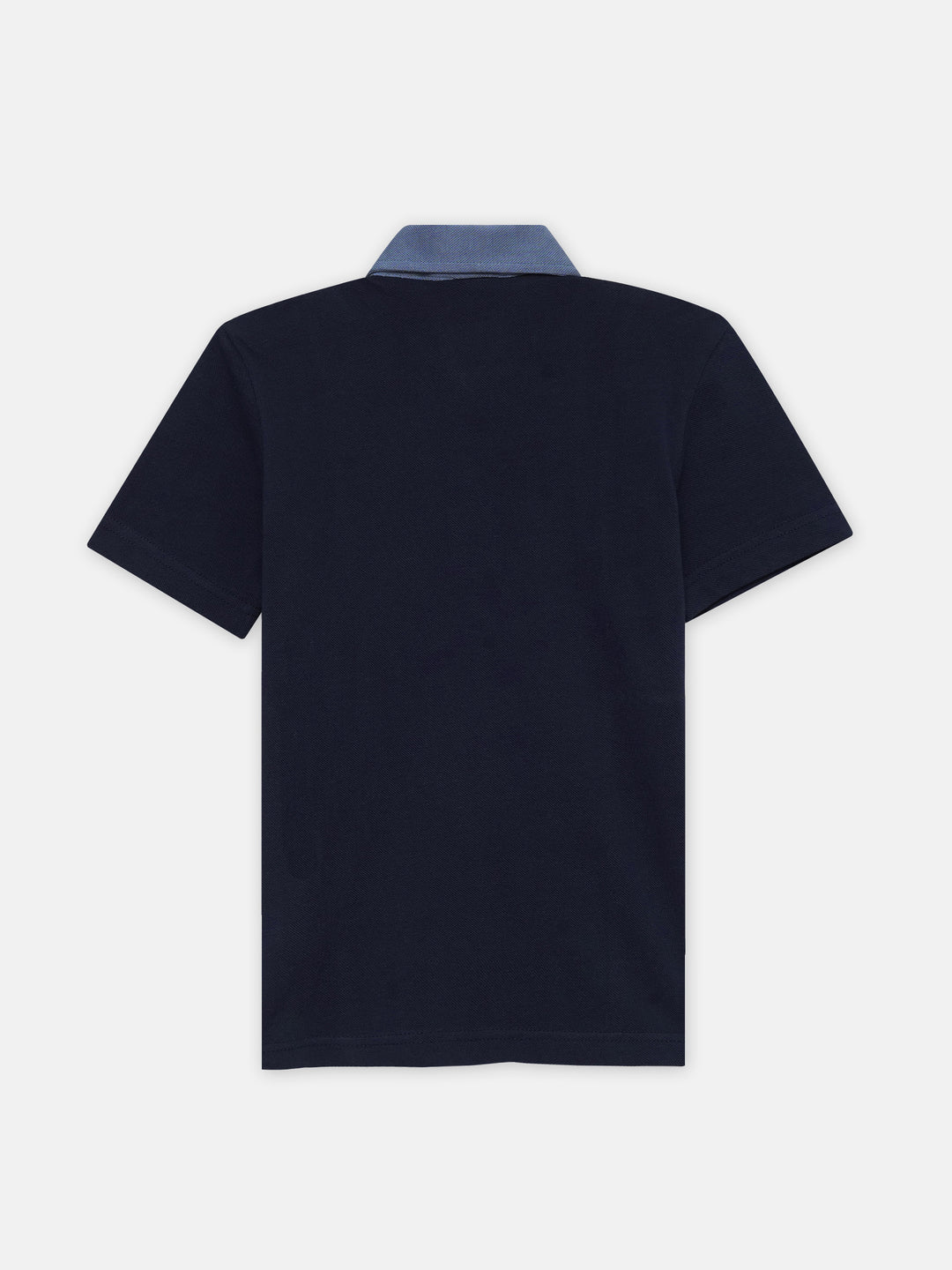 Blue & Grey Contrast Panel Pique Polo - Junior