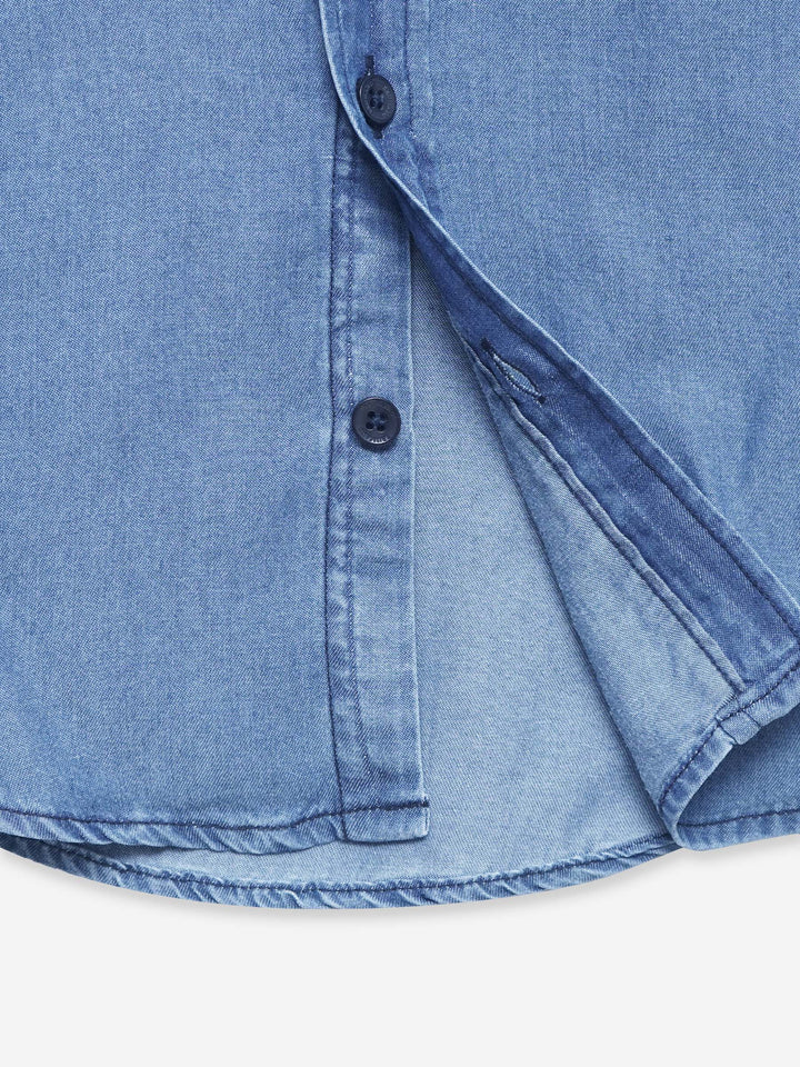 Blue Light Weight Denim Casual Shirt - Junior