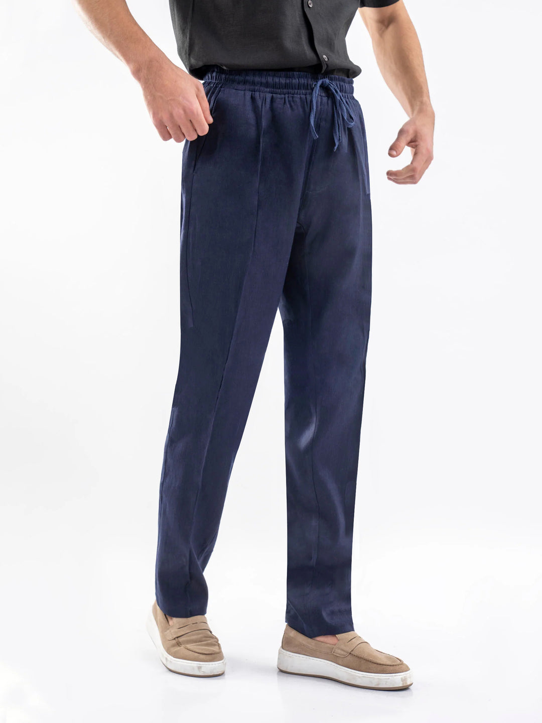 Blue linen blended casual pajama