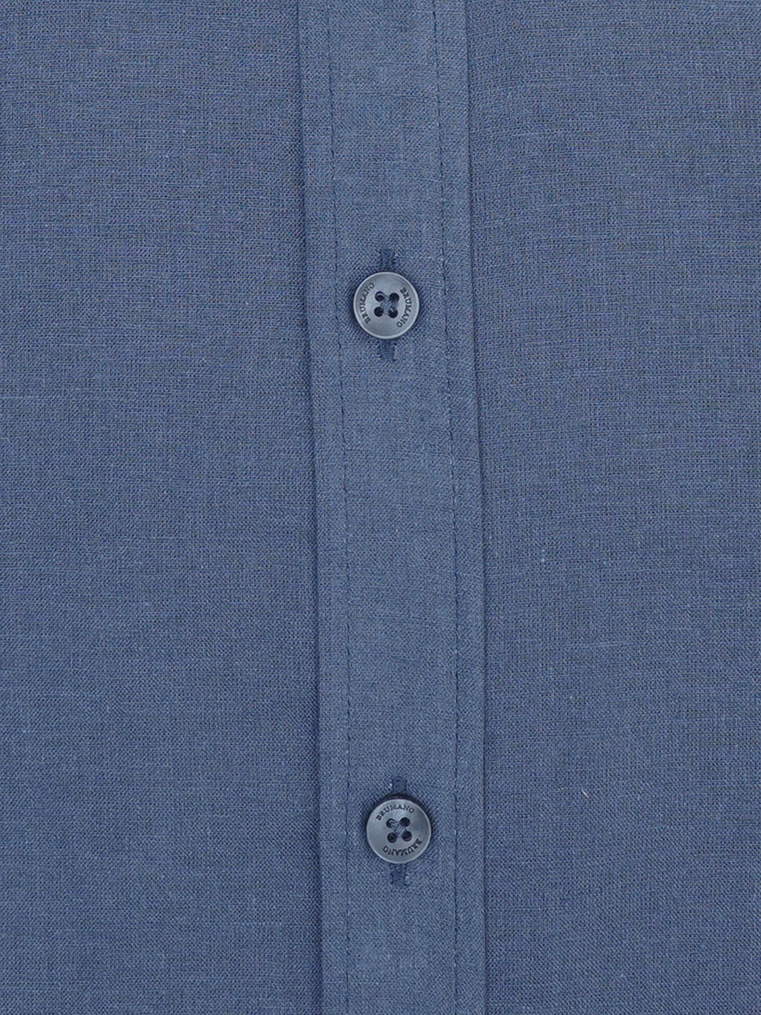 Blue Linen Blended Mao Collar Shirt